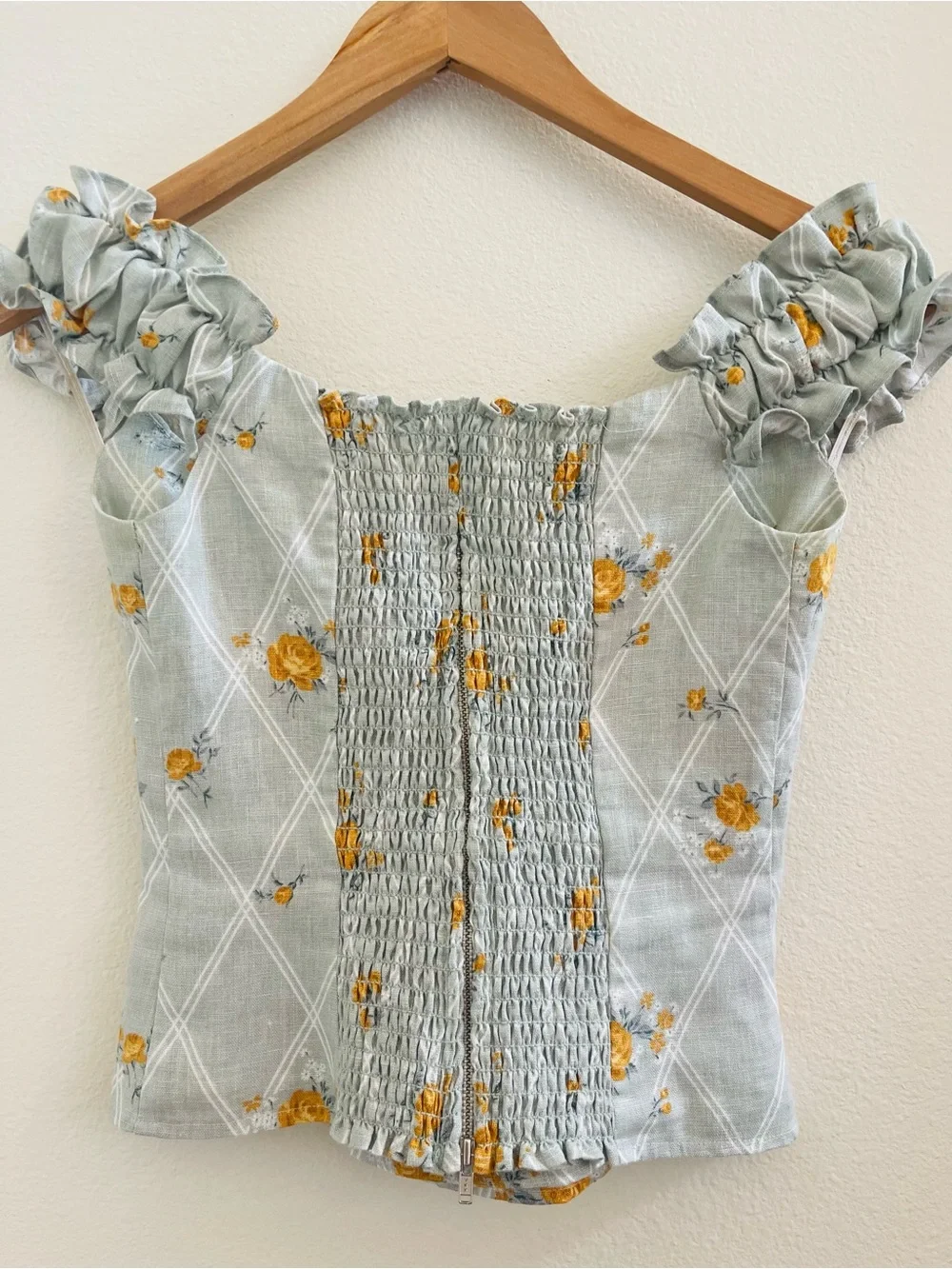 Reformation Women’s Alcove 100% Linen Top in Celia Colorway Size 0